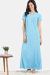 Zivame Pixel Play Knit Cotton Full Length Nightdress - Blue Radiance — thumbnail 2